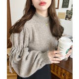 ボトルネックキャンディショルダーボリュームスリーブミックスニットプルオーバー | moment+ | 詳細画像14 