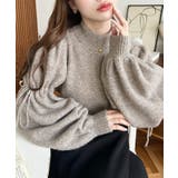 ボトルネックキャンディショルダーボリュームスリーブミックスニットプルオーバー | moment+ | 詳細画像16 