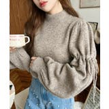 ボトルネックキャンディショルダーボリュームスリーブミックスニットプルオーバー | moment+ | 詳細画像18 