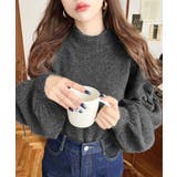 ボトルネックキャンディショルダーボリュームスリーブミックスニットプルオーバー | moment+ | 詳細画像2 