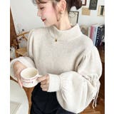 ボトルネックキャンディショルダーボリュームスリーブミックスニットプルオーバー | moment+ | 詳細画像27 