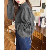 ボトルネックキャンディショルダーボリュームスリーブミックスニットプルオーバー | moment+ | 詳細画像3 