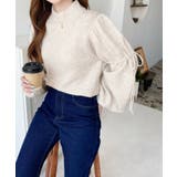 ボトルネックキャンディショルダーボリュームスリーブミックスニットプルオーバー | moment+ | 詳細画像32 