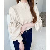 ボトルネックキャンディショルダーボリュームスリーブミックスニットプルオーバー | moment+ | 詳細画像33 