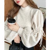 ボトルネックキャンディショルダーボリュームスリーブミックスニットプルオーバー | moment+ | 詳細画像36 