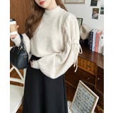 ボトルネックキャンディショルダーボリュームスリーブミックスニットプルオーバー | moment+ | 詳細画像37 