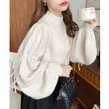 ボトルネックキャンディショルダーボリュームスリーブミックスニットプルオーバー | moment+ | 詳細画像39 