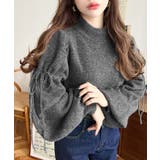 ボトルネックキャンディショルダーボリュームスリーブミックスニットプルオーバー | moment+ | 詳細画像5 