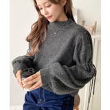 ボトルネックキャンディショルダーボリュームスリーブミックスニットプルオーバー | moment+ | 詳細画像9 