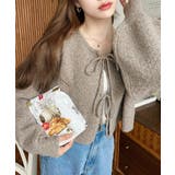 前後2WAYポップコーン編みスカラップリボンミックスニットカーディガン | moment+ | 詳細画像10 