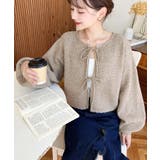 前後2WAYポップコーン編みスカラップリボンミックスニットカーディガン | moment+ | 詳細画像17 