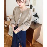 前後2WAYポップコーン編みスカラップリボンミックスニットカーディガン | moment+ | 詳細画像18 