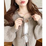 前後2WAYポップコーン編みスカラップリボンミックスニットカーディガン | moment+ | 詳細画像20 