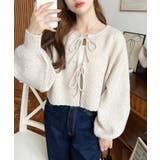 前後2WAYポップコーン編みスカラップリボンミックスニットカーディガン | moment+ | 詳細画像22 