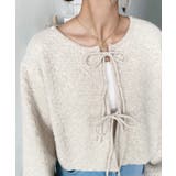 前後2WAYポップコーン編みスカラップリボンミックスニットカーディガン | moment+ | 詳細画像29 