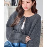 前後2WAYポップコーン編みスカラップリボンミックスニットカーディガン | moment+ | 詳細画像3 