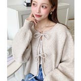 前後2WAYポップコーン編みスカラップリボンミックスニットカーディガン | moment+ | 詳細画像36 