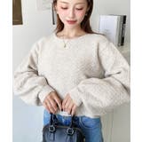 前後2WAYポップコーン編みスカラップリボンミックスニットカーディガン | moment+ | 詳細画像39 