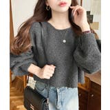 前後2WAYポップコーン編みスカラップリボンミックスニットカーディガン | moment+ | 詳細画像8 