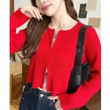 レッド | Wジップリブニットカーディガン | moment+