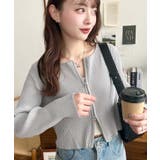 グレー | Wジップリブニットカーディガン | moment+