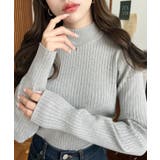 杢グレー | ボトルネックラメニットプルオーバ 12G | moment+