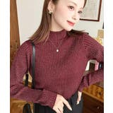 ボルドー | ボトルネックラメニットプルオーバ 12G | moment+