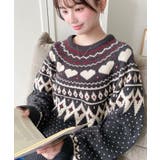 ハート柄求心ジャガードニットプルオーバー5G | moment+ | 詳細画像15 