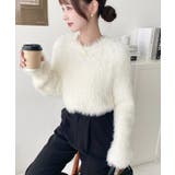 クルーネックショート丈ロングフェザーニットプルオーバー | moment+ | 詳細画像11 