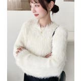 クルーネックショート丈ロングフェザーニットプルオーバー | moment+ | 詳細画像15 