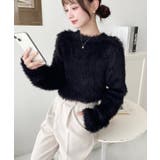 クルーネックショート丈ロングフェザーニットプルオーバー | moment+ | 詳細画像16 