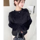 クルーネックショート丈ロングフェザーニットプルオーバー | moment+ | 詳細画像19 