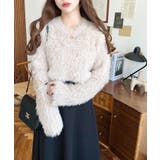 クルーネックショート丈ロングフェザーニットプルオーバー | moment+ | 詳細画像26 