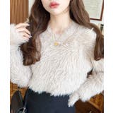 クルーネックショート丈ロングフェザーニットプルオーバー | moment+ | 詳細画像27 