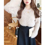 クルーネックショート丈ロングフェザーニットプルオーバー | moment+ | 詳細画像28 