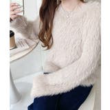 クルーネックショート丈ロングフェザーニットプルオーバー | moment+ | 詳細画像30 