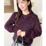 クルーネックショート丈ロングフェザーニットプルオーバー | moment+ | 詳細画像37 