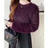 クルーネックショート丈ロングフェザーニットプルオーバー | moment+ | 詳細画像42 