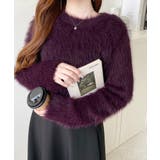 クルーネックショート丈ロングフェザーニットプルオーバー | moment+ | 詳細画像43 