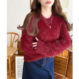 クルーネックショート丈ロングフェザーニットプルオーバー | moment+ | 詳細画像45 