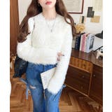 クルーネックショート丈ロングフェザーニットプルオーバー | moment+ | 詳細画像5 