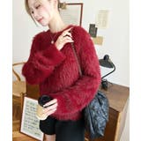 クルーネックショート丈ロングフェザーニットプルオーバー | moment+ | 詳細画像52 