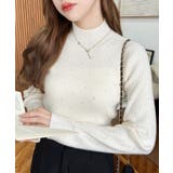 ラインストーンハイネックリブニットプルオーバー | moment+ | 詳細画像2 