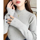 ビジューハイネックリブニットプルオーバー | moment+ | 詳細画像30 