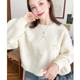 パールリボンパーツ付きショート丈もちもちニットプルオーバー | moment+ | 詳細画像2 