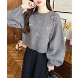 パールリボンパーツ付きショート丈もちもちニットプルオーバー | moment+ | 詳細画像28 