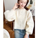 パールリボンパーツ付きショート丈もちもちニットプルオーバー | moment+ | 詳細画像4 