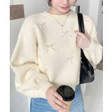 パールリボンパーツ付きショート丈もちもちニットプルオーバー | moment+ | 詳細画像8 