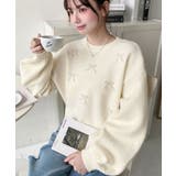 パールリボンパーツ付きショート丈もちもちニットプルオーバー | moment+ | 詳細画像9 