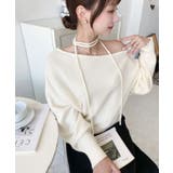 ストラップチョーカーネックリボンアシメワンショルダーニットプルオーバー | moment+ | 詳細画像13 